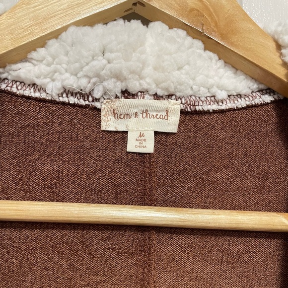 Hem & Thread brown, fur collar, sweater/jacket/cardigan - Picture 4 of 8
